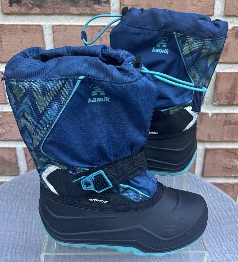 Boy's Kamik Blue Multi Color Snow/Winter Boots Youth 13